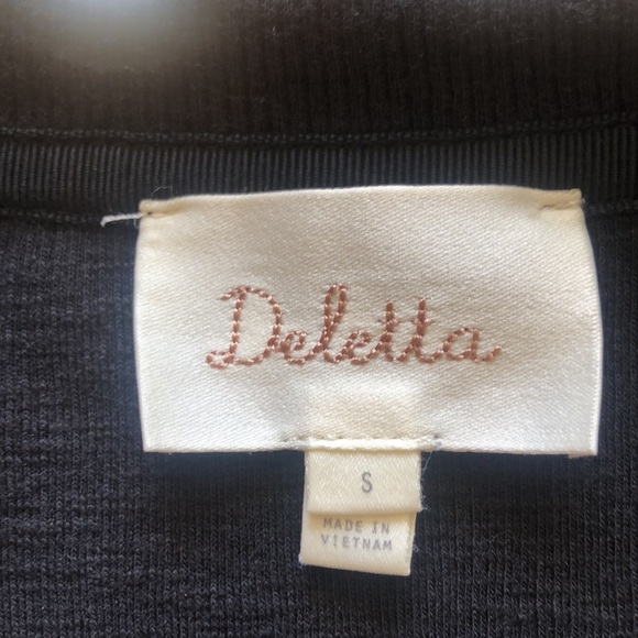 Anthropologie 3/4 sleeve thin rib black top w/ stretch - Picture 6 of 7